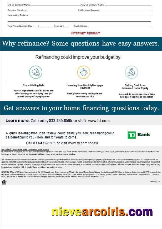USA TD bank mortgage statement, 3 pages 3